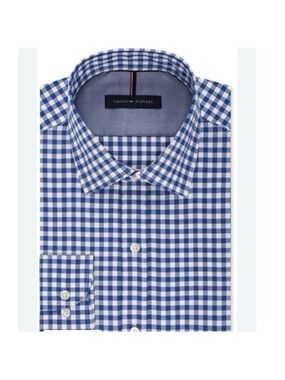 🆕- Tommy Hilfiger Men's Blue/ White check shirt XXL. NWT